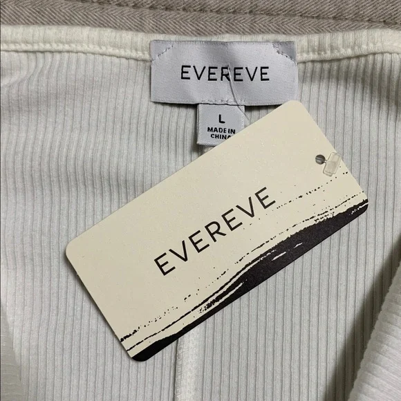 Evereve Women’s Paige Draped Ribbed White Large Long Sleeve Top Lagenlook Quiet - Picture 9 of 13